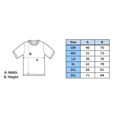T-shirt-Sizing-Chart - Bright Brewery | MountainCrafted Beer | Bright