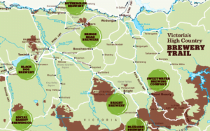 Map of Victoria's High Country Brewery Trail