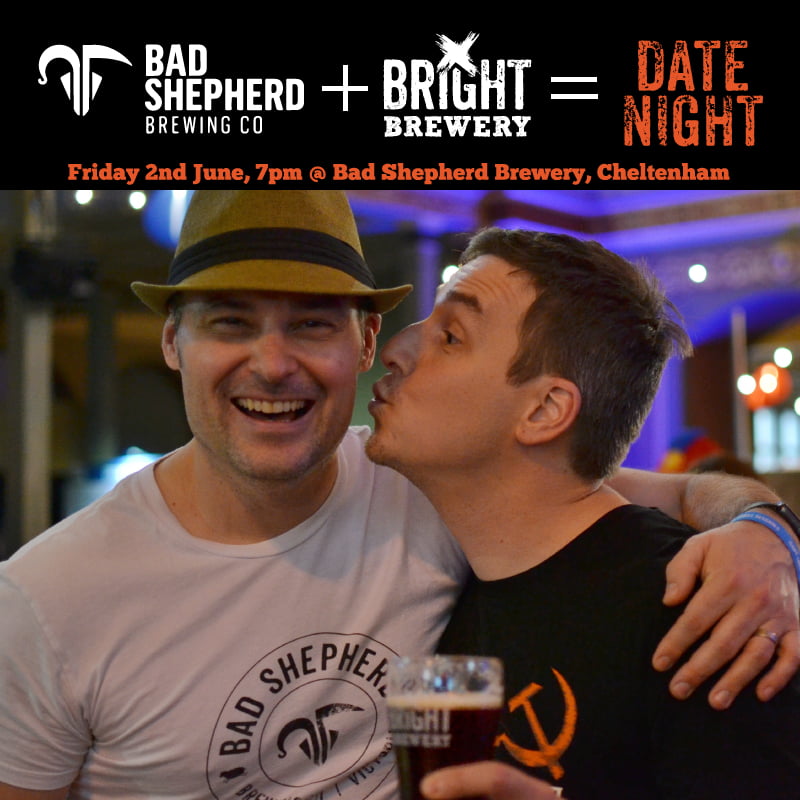 Bad Shepherd and Bright Brewery Date Night kiss