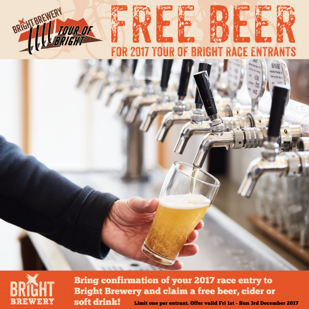 Free beer for Tour of Bright 2017 entrants